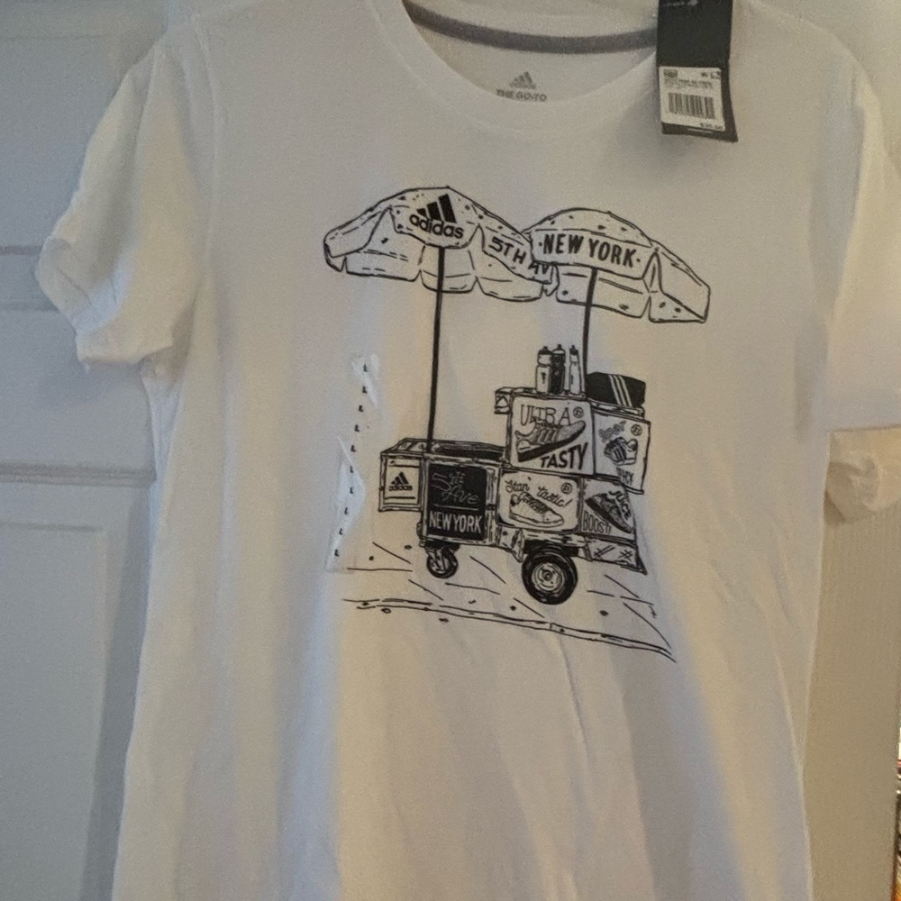 Adidas White New York City Graphic T-Shirt Size L